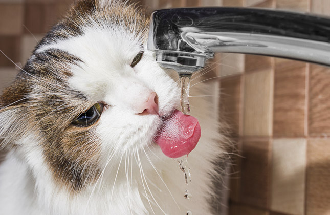 Cat Drinking Water