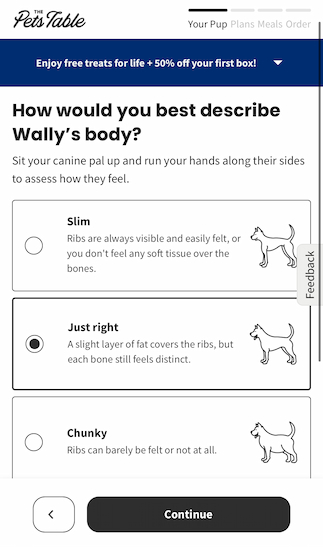 screenshot of survey from The Pets Table