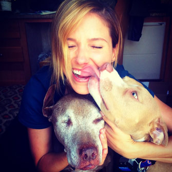 Actress Sophia Bush kisses her dogs